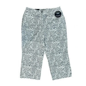 KAREN SCOTT Comfort Waist Capri‎ Pants sz 8 Blue & White Tummy Control NWT